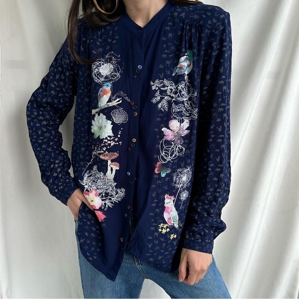 Desigual Floral Print Button Down Tunic Top